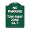Signmission Designer Series No Parking Tow Away Zone 247, Green & White Aluminum Sign, 18" x 24", GW-1824-23792 A-DES-GW-1824-23792 - alternate 1